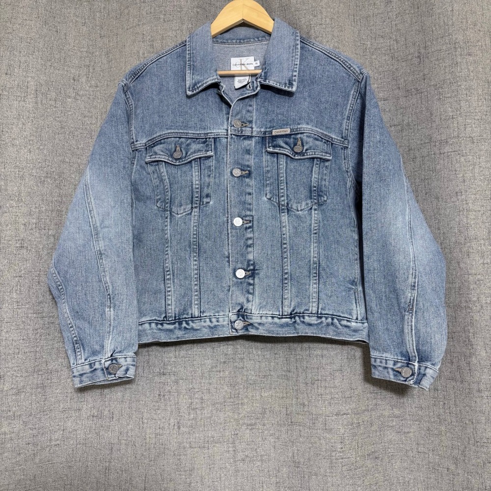 Vintage Calvin Klein Jeans Mens XL Trucker Antique Wash Denim Jean Jacket 90s